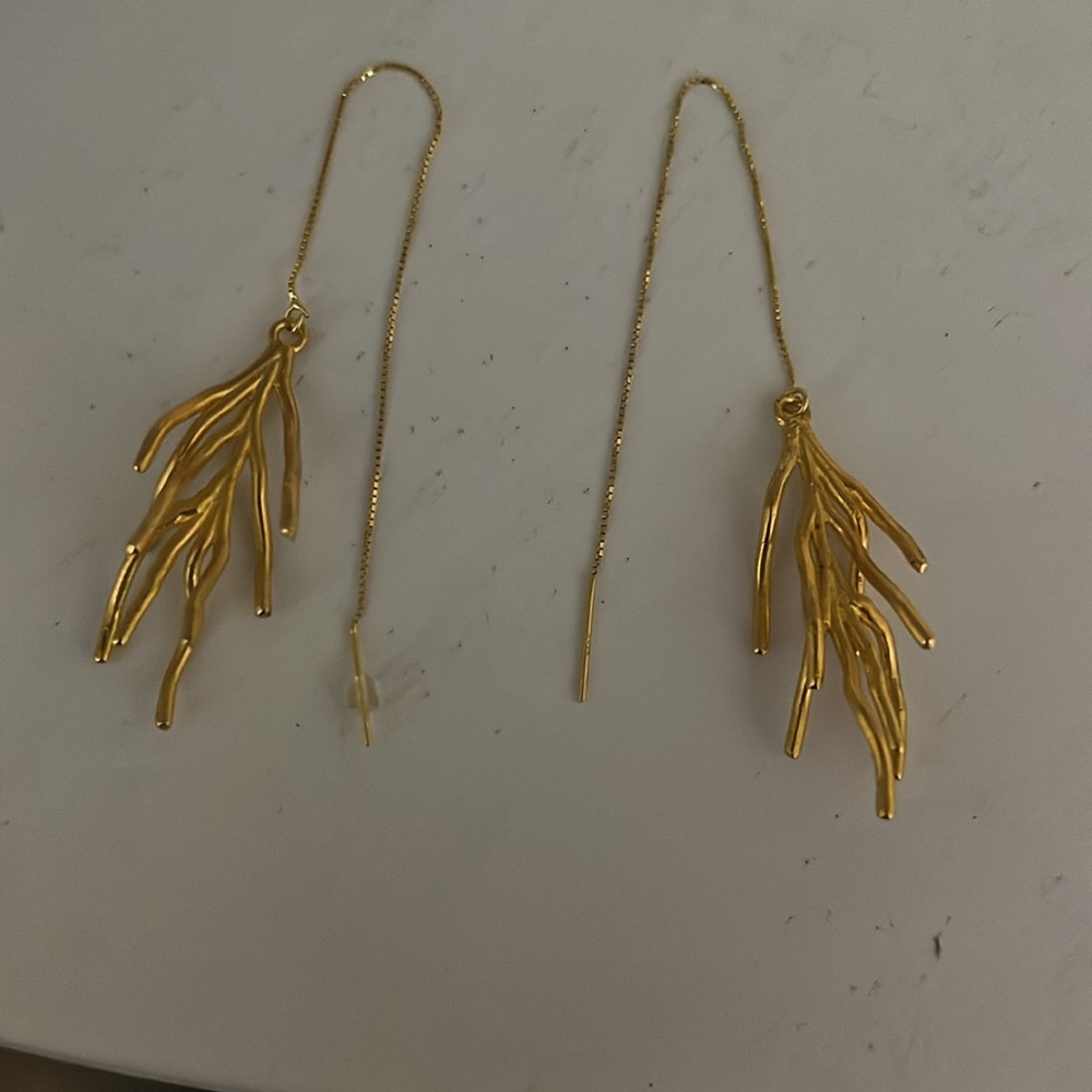 Unique Artisan Dangling Thread Earrings - image 3